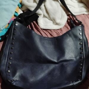 Women's Navy Studded Hobo Shoulder Bag
